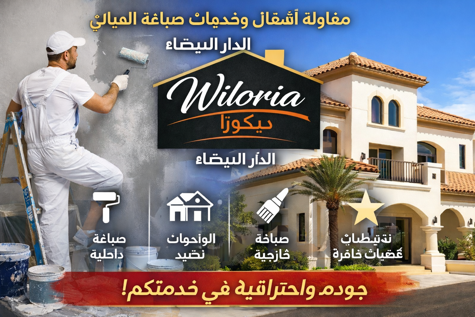 Read more about the article مقاولة ويلوريا ديكور لأشغال وخدمات صباغة المباني